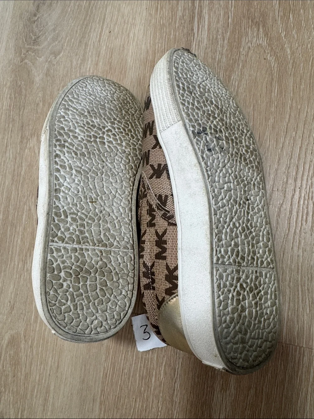 Michael Kors Kids Tan and Brown MK Logo Slip-On Sneakers